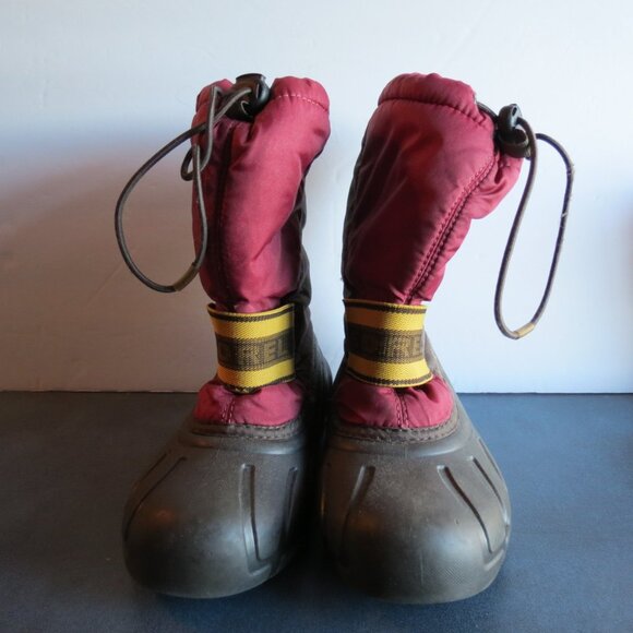 Sorel Children's Boots Slip On Brown/Maroon Rubber & Nylon Extra Lining Size 2 - Picture 5 of 10